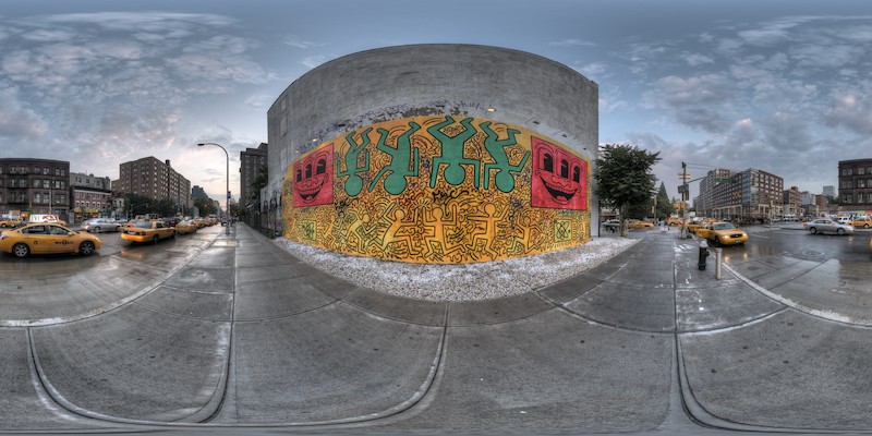 Keith Haring Mural (reconstruction, 2008) :: Houston St, NYC  :: 360° Panorama