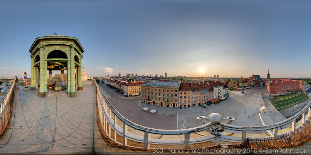 View of old city from St. Anne's Church Bell Tower - Warsaw  :: 360° Panorama